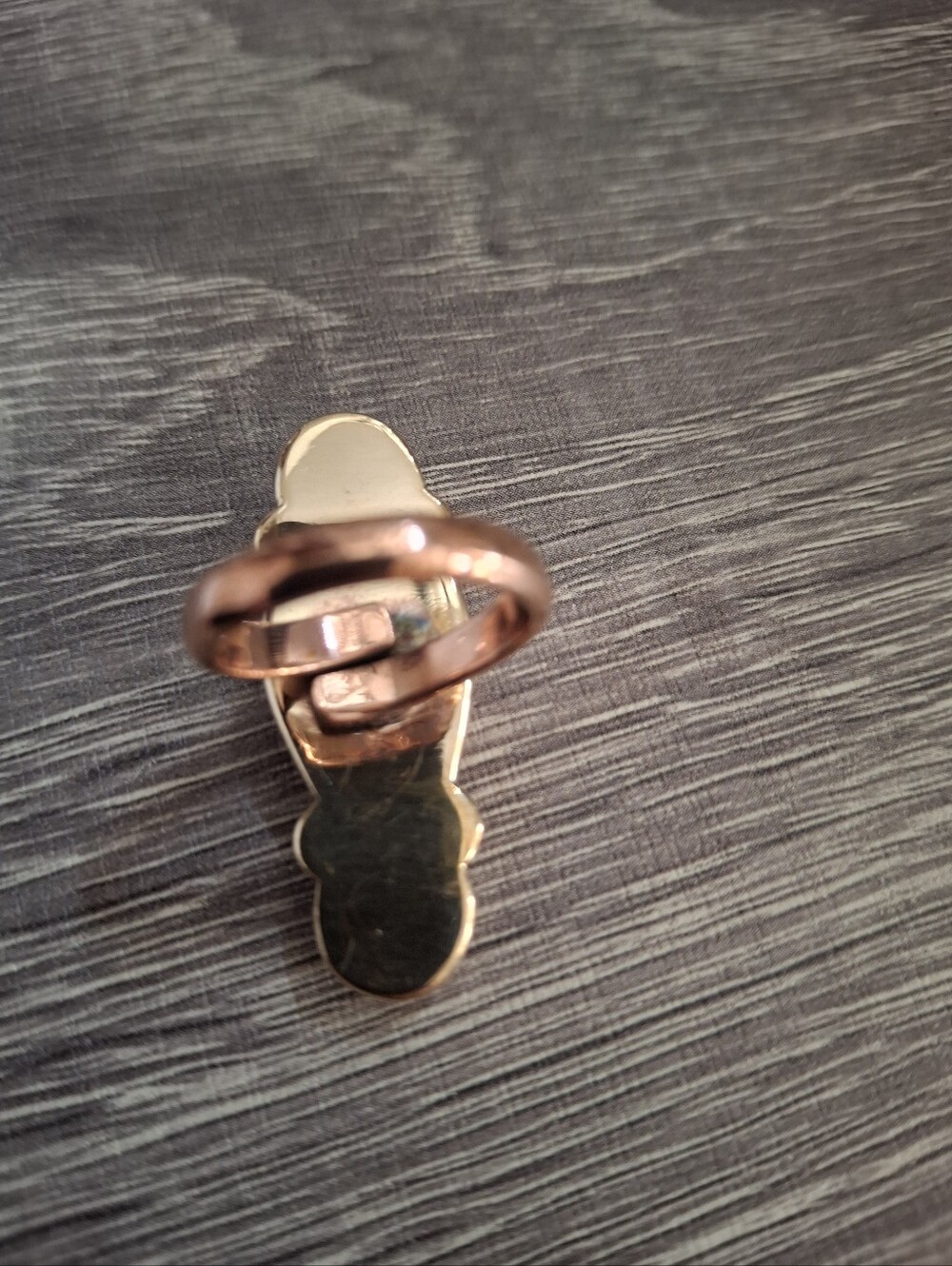 Black Onyx And Inlay Stone Ring On Copper Adjustable Band Sizes 5-6-7-8 - Picture 4 of 5